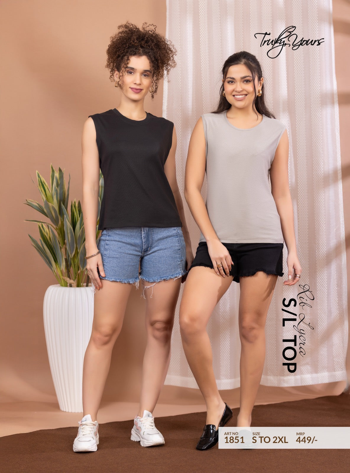 TY#1851 RIB LYCRA S/L TOP