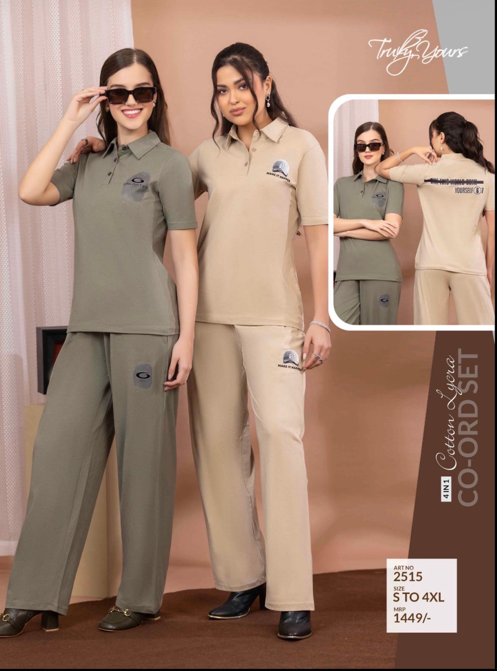 TY#2515 4 IN 1 COTTON LYCRA CO-ORD SET