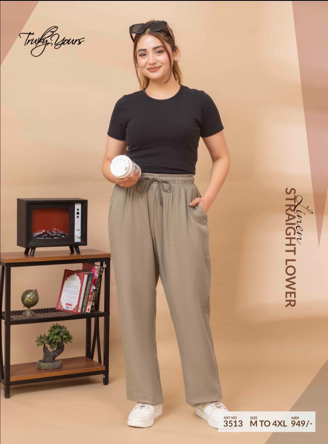 TY#3513 LINEN STRAIGHT LOWER