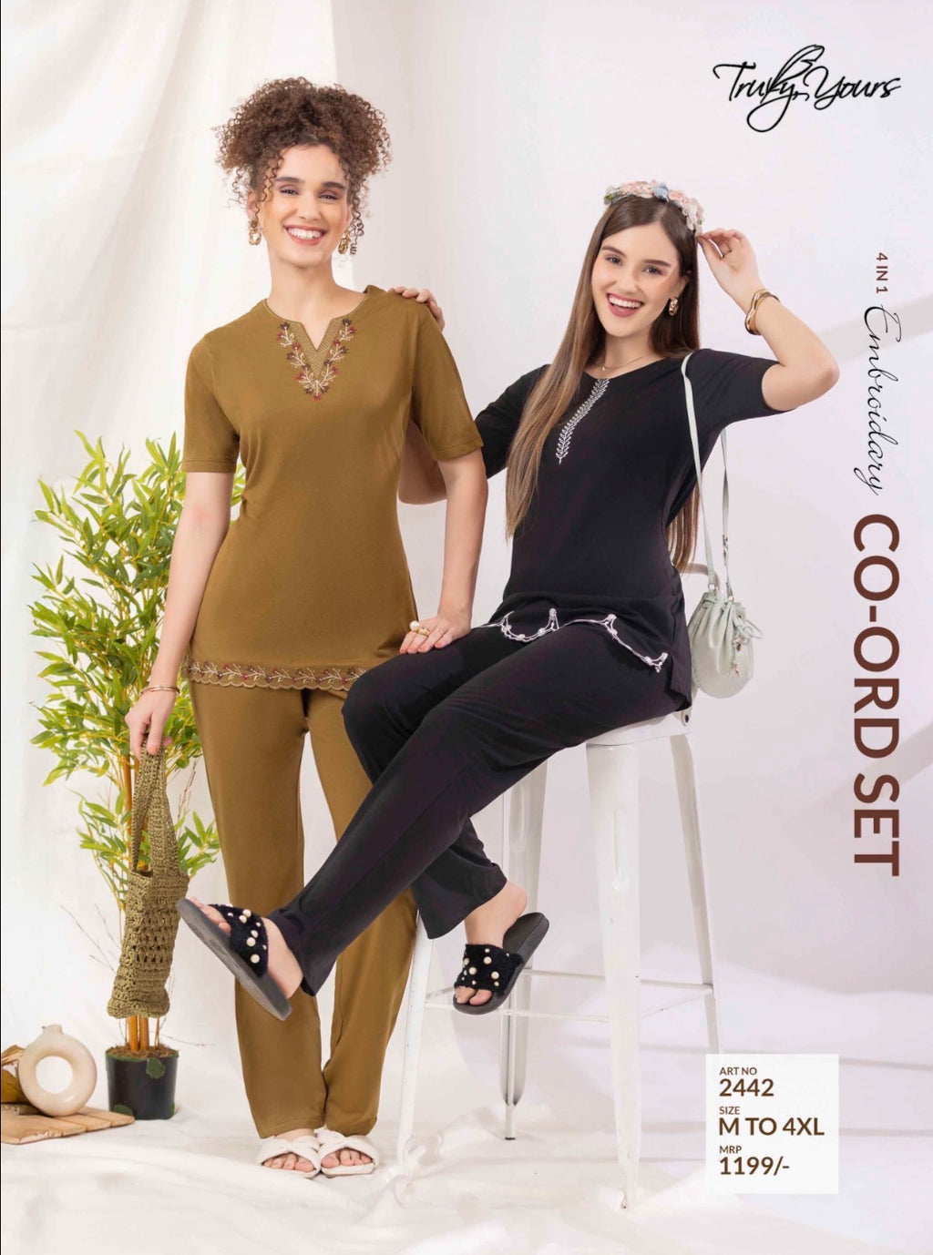 TY#2442 4 IN 1 EMBROIDERY CO-ORD SET