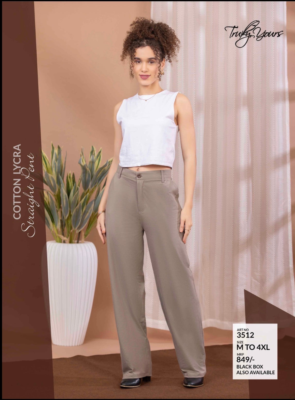 TY#3512 COTTON LYCRA STRAIGHT LOWER