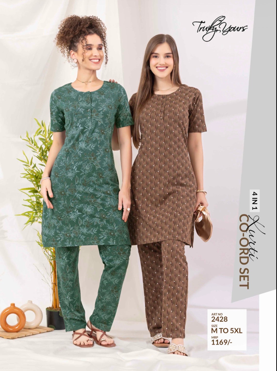 TY#2428 4 IN 1 KURTI CO-ORD SET