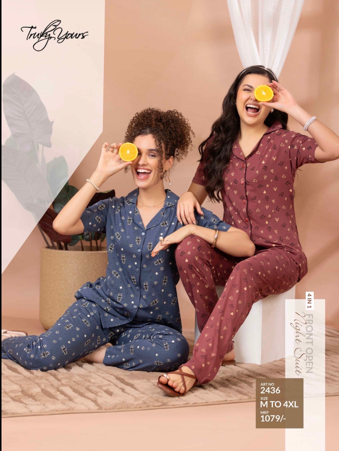 TY#2436 4 IN 1 FRONT OPEN NIGHT SUIT