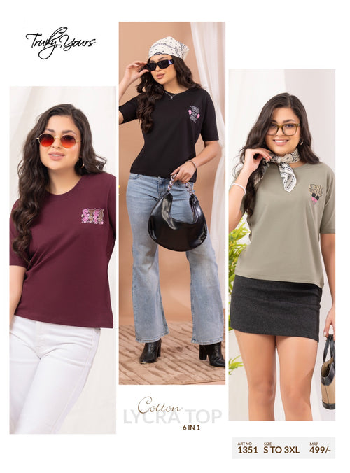 TY#1351 6 IN 1 COTTON LYCRA TOP