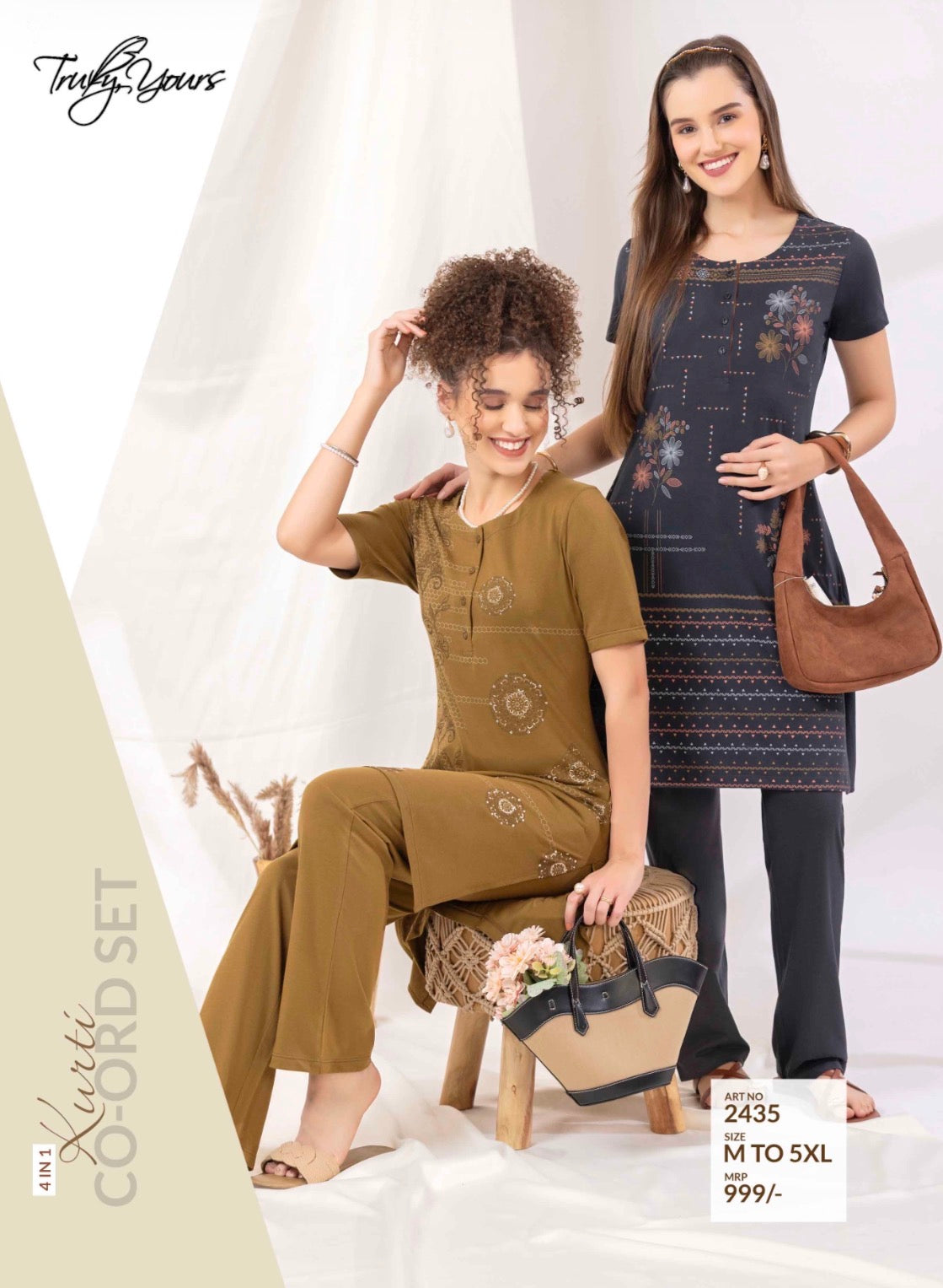 TY#2435 4 IN 1 KURTI CO-ORD SET