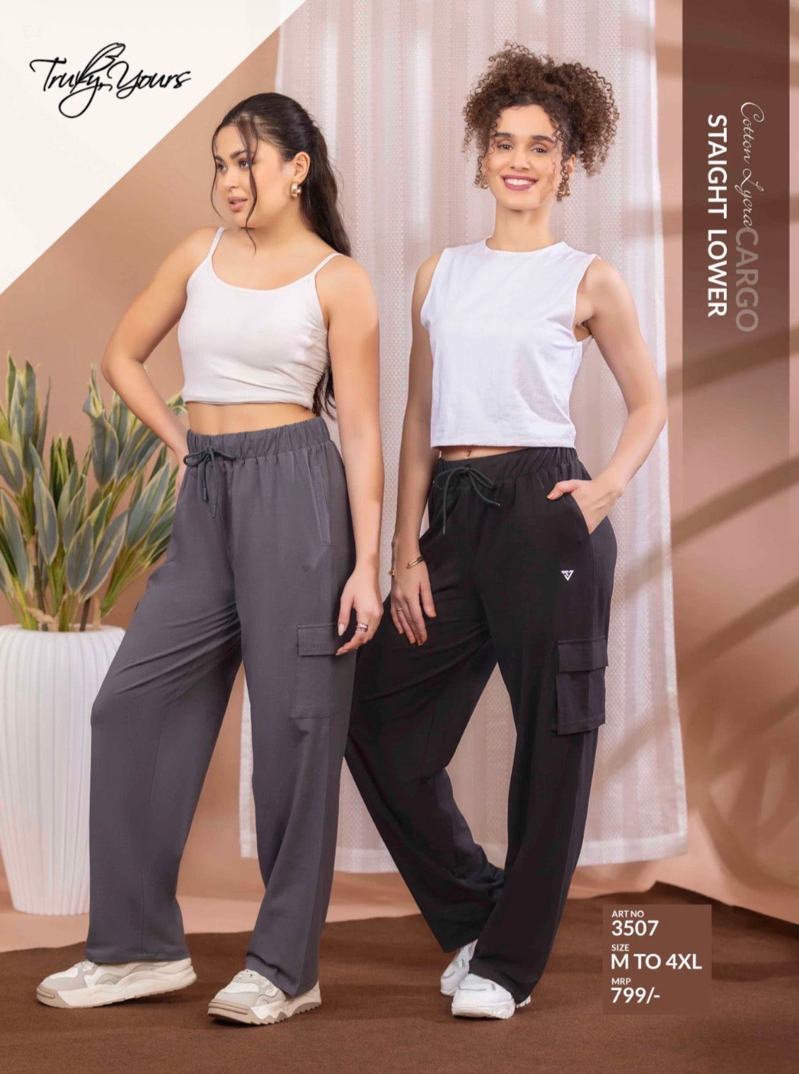 TY#3507 COTTON LYCRA CARGO STRAIGHT LOWER