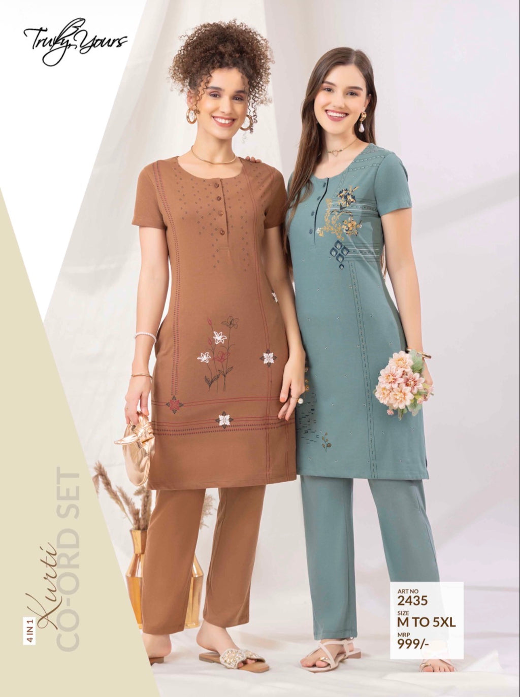TY#2435 4 IN 1 KURTI CO-ORD SET