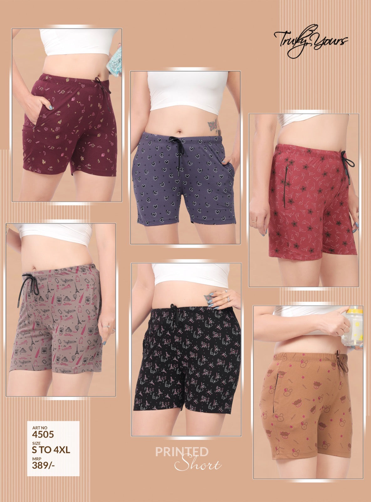 TY#4505 PRINTED SHORTS