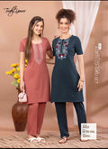 TY#2433 4 IN 1 EMBROIDERY KURTI CO-ORD SET